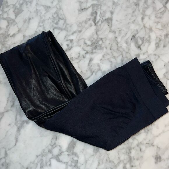 SPANX MAMA MATERNITY FAUX LEATHER LEGGINGS SMALL - Picture 2 of 8